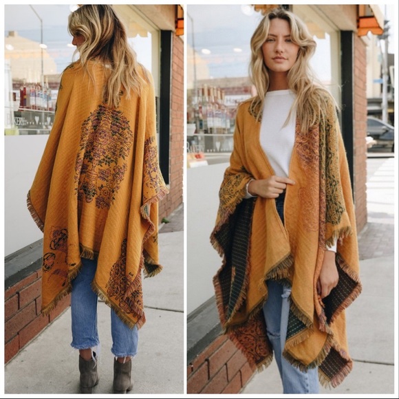 Bohemian Ruana Open Front Poncho - Picture 2 of 8